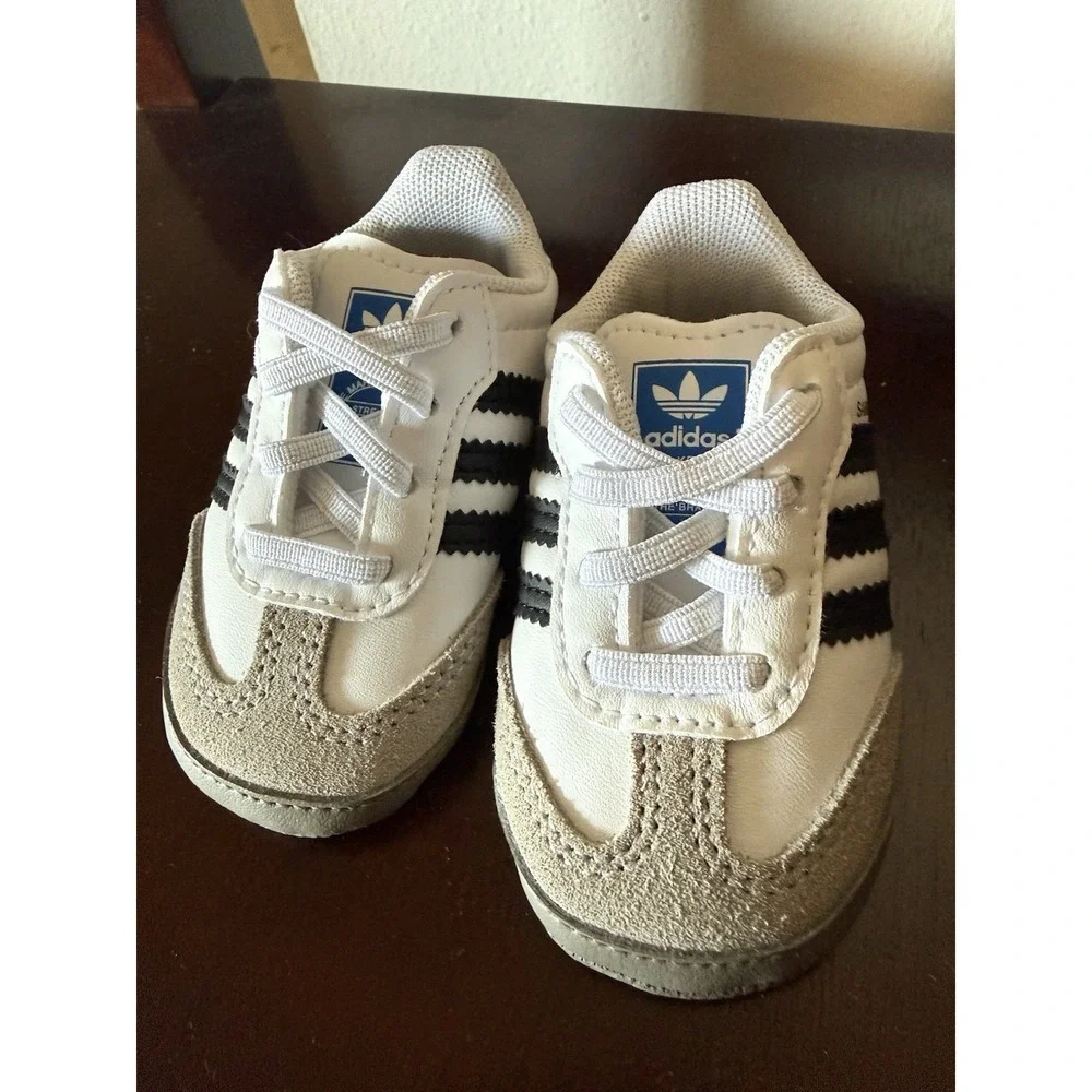 Adidas Originals Samba Crib Toddler Shoes US 2K White & Black - New